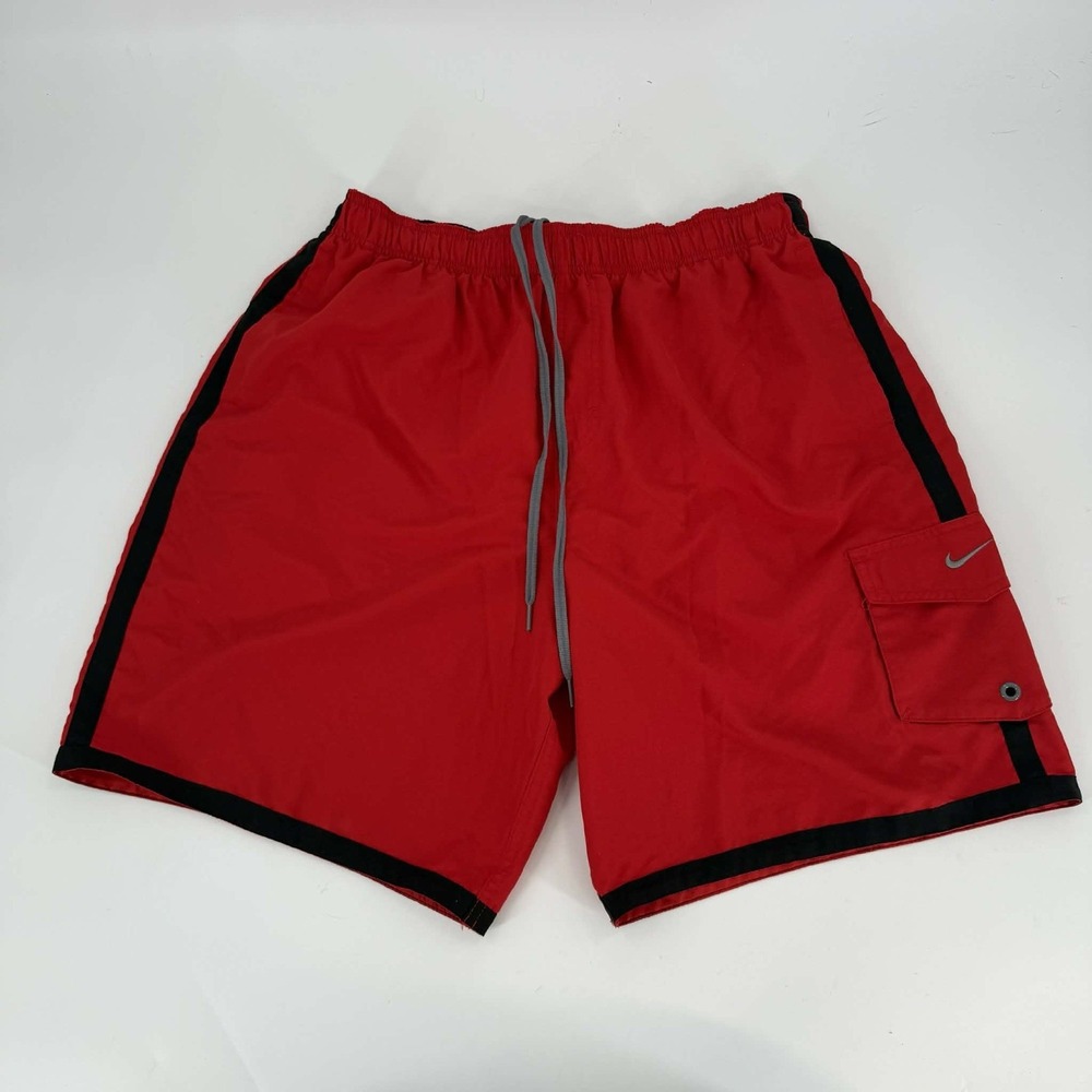 Vintage Nike Cargo Shorts Men's XL Drawstring Red Pockets Y2K Relaxed TBT